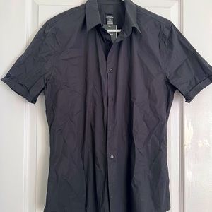 Men’s Black Muscle Fit Button Shirt Cotton